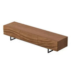 Meuble TV Relief moderne du milieu du siècle en bois massif de 210,4 cm avec 3 tiroirs et pieds en métal