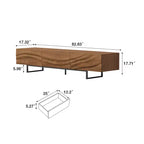 Meuble TV Relief moderne du milieu du siècle en bois massif de 210,4 cm avec 3 tiroirs et pieds en métal