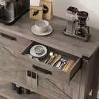 Table console de ferme de 89,9 cm avec 2 tiroirs de rangement et armoire à 2 portes, table d'entrée avec étagère de rangement, pour cuisine, couloir, salon