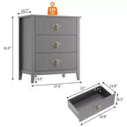 Commode moderne à 3 tiroirs avec panneaux cannelés et poignées en métal doré