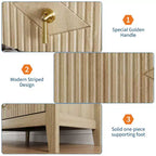 Commode moderne à 3 tiroirs avec panneaux cannelés et poignées en métal doré