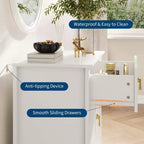 Commode moderne à 3 tiroirs avec panneaux cannelés et poignées en métal doré