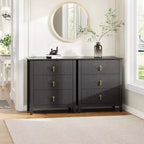 Commode moderne à 3 tiroirs avec panneaux cannelés et poignées en métal doré