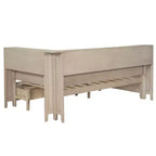 Lit banquette de rangement en bois, cadre de lit plateforme avec étagères et 3 tiroirs et portes coulissantes, lit d'angle en L avec rangements, blanc antique