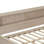 Lit banquette de rangement en bois, cadre de lit plateforme avec étagères et 3 tiroirs et portes coulissantes, lit d'angle en L avec rangements, blanc antique