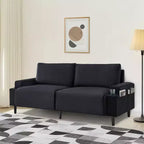 Canapé moderne 3 places de 81" avec porte-gobelets et sac de rangement Noir