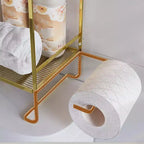 Étagère de salle de bain à 2 niveaux, organisateur de rangement multifonctionnel en métal peu encombrant au-dessus des toilettes avec 2 crochets