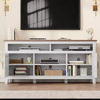 Meuble TV avec étagères réglables, Meuble TV de style ferme avec portes d'armoire, pour salon, chambre à coucher
