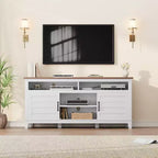Meuble TV avec étagères réglables, Meuble TV de style ferme avec portes d'armoire, pour salon, chambre à coucher