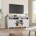 Meuble TV avec étagères réglables, Meuble TV de style ferme avec portes d'armoire, pour salon, chambre à coucher