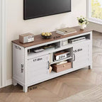 Meuble TV avec étagères réglables, Meuble TV de style ferme avec portes d'armoire, pour salon, chambre à coucher