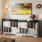 Meuble tourne-disque de 39" avec rangement pour vinyles et portes de grange