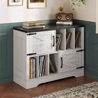 Meuble tourne-disque de 39" avec rangement pour vinyles et portes de grange