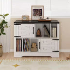 Meuble tourne-disque de 39" avec rangement pour vinyles et portes de grange