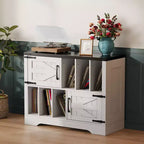 Meuble tourne-disque de 39" avec rangement pour vinyles et portes de grange