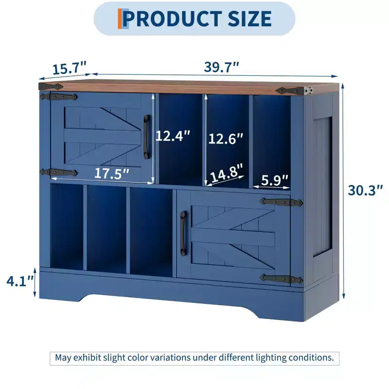39" Record Player Stand with Vinyl Storage and Barn Doors