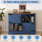 Meuble tourne-disque de 39" avec rangement pour vinyles et portes de grange