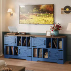 Meuble tourne-disque de 39" avec rangement pour vinyles et portes de grange
