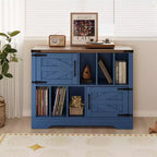 Meuble tourne-disque de 39" avec rangement pour vinyles et portes de grange