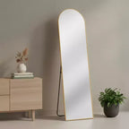 Miroir pleine longueur de 59" avec arche en métal doré, sur pied ou mural