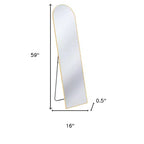 Miroir pleine longueur de 59" avec arche en métal doré, sur pied ou mural