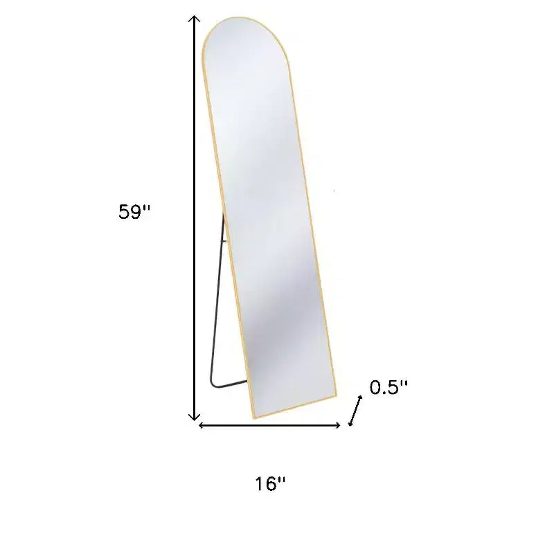 59" Gold Metal Arch Full Length Mirror Freestanding or Wall Mount
