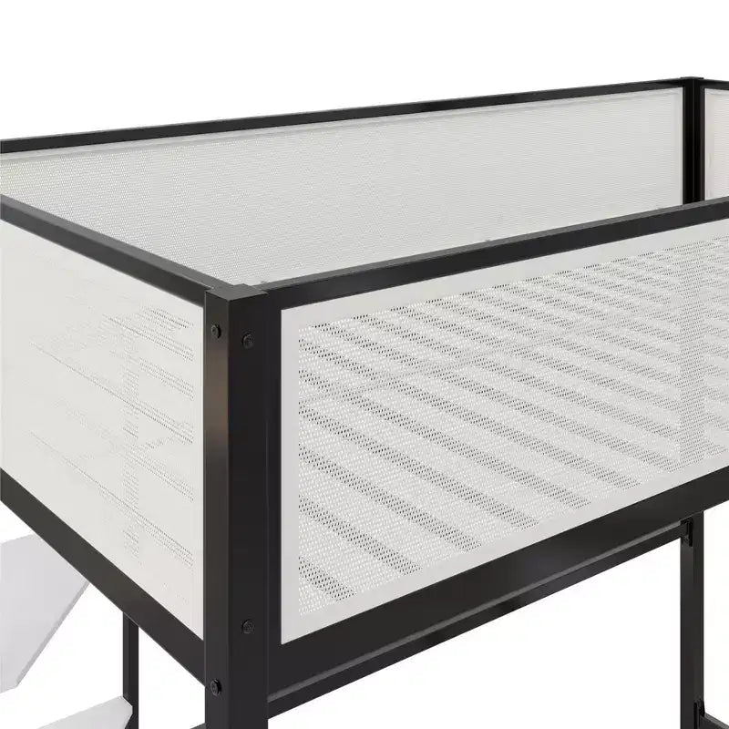 Twin Loft Bed with Desk and Shelves Black