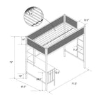 Lit mezzanine simple avec bureau et étagères noir
