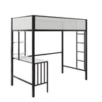 Lit mezzanine simple avec bureau et étagères noir