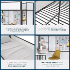 Lit mezzanine simple avec bureau et étagères noir