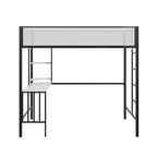 Lit mezzanine simple avec bureau et étagères noir