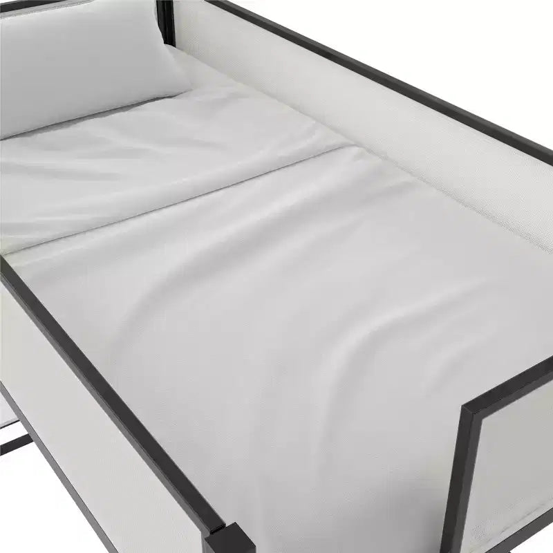 Twin Loft Bed with Desk and Shelves Black