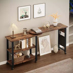 Table basse d'appoint rotative à 360°, table d'appoint à 2 niveaux avec station de charge et pochette de rangement latérale pour salon, chambre et entrée