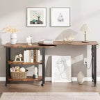 Table basse d'appoint rotative à 360°, table d'appoint à 2 niveaux avec station de charge et pochette de rangement latérale pour salon, chambre et entrée