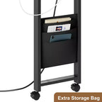 Table basse d'appoint rotative à 360°, table d'appoint à 2 niveaux avec station de charge et pochette de rangement latérale pour salon, chambre et entrée