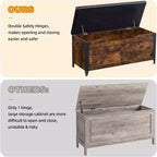 Banc de rangement ottoman en bois rétro avec charnières de sécurité, marron rustique