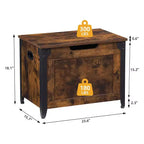 Banc de rangement ottoman en bois rétro avec charnières de sécurité, marron rustique