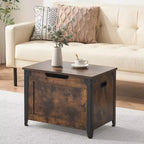 Banc de rangement ottoman en bois rétro avec charnières de sécurité, marron rustique