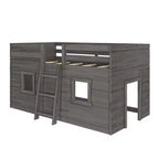 Lit mezzanine bas jumeau de ferme avec 2 fenêtres en bois massif