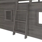 Lit mezzanine bas jumeau de ferme avec 2 fenêtres en bois massif
