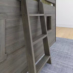 Lit mezzanine bas jumeau de ferme avec 2 fenêtres en bois massif
