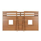 Lit mezzanine bas jumeau de ferme avec 2 fenêtres en bois massif