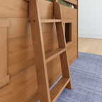 Lit mezzanine bas jumeau de ferme avec 2 fenêtres en bois massif