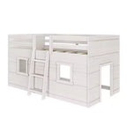 Lit mezzanine bas jumeau de ferme avec 2 fenêtres en bois massif