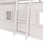 Lit mezzanine bas jumeau de ferme avec 2 fenêtres en bois massif