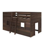 Lit mezzanine bas jumeau de ferme avec 2 fenêtres en bois massif