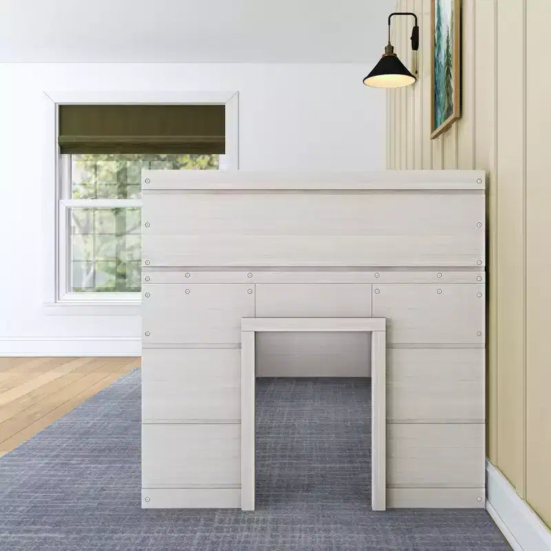 Farmhouse Twin Low Loft Bed with 2 Windows Solid Wood