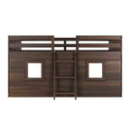Lit mezzanine bas jumeau de ferme avec 2 fenêtres en bois massif