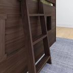 Lit mezzanine bas jumeau de ferme avec 2 fenêtres en bois massif