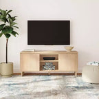 Meuble TV moderne en pin massif avec portes à fermeture douce pour téléviseurs de 65 po